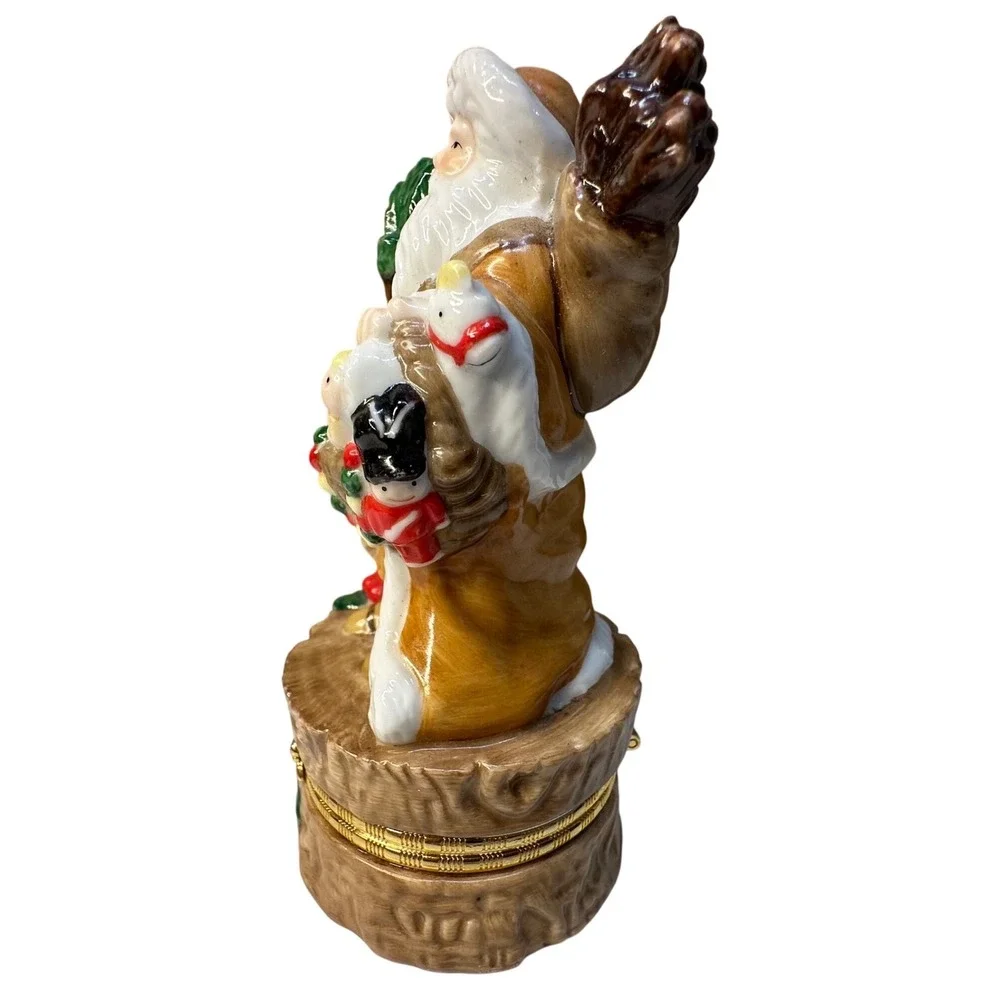 Santa Claus Trinket Box Ceramic Holiday Figurine Storage Pinecone‎ Toys